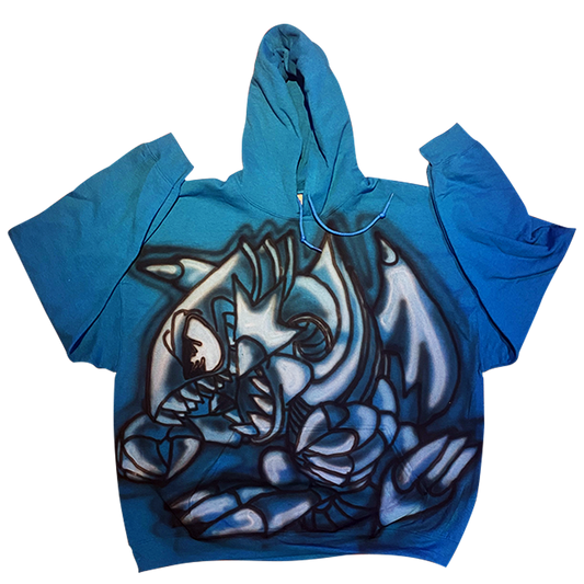 Airbrushed toon blue eyes dragon gildan hoodie